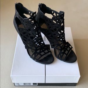 Dolce Vita Black Hart Cutouts Cage Sandals